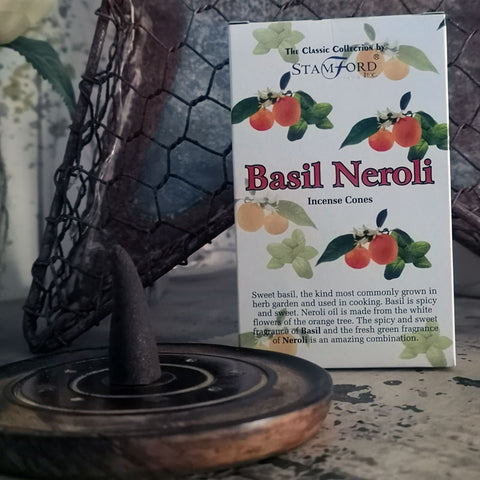 Basil & Neroli Plant-Based Incense Cones - Pack of 12