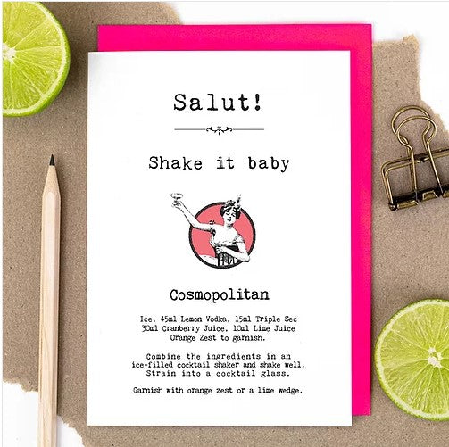 Cosmopolitan Cocktail Recipe Birthday Card