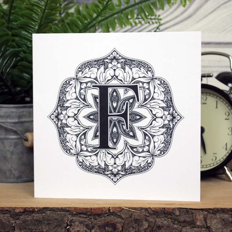 Mandala Monogram Card - F