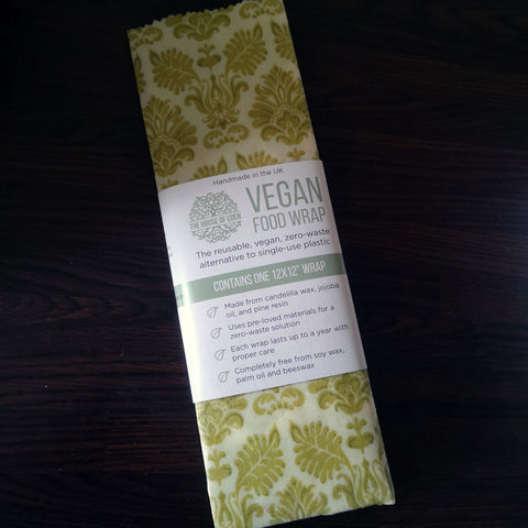 The House of Eden Vegan Food Wrap - One 12x12" Wrap - Olive Damask