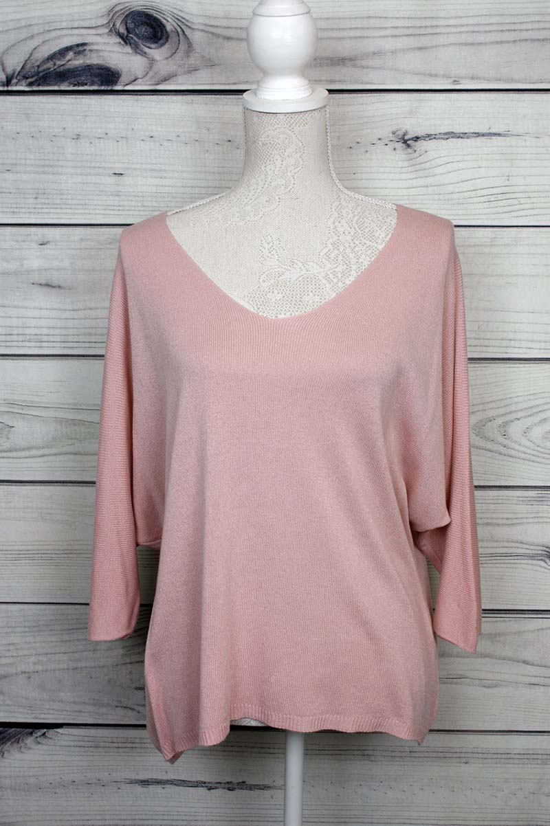 V-Neck Fine Knit Top - more colours available