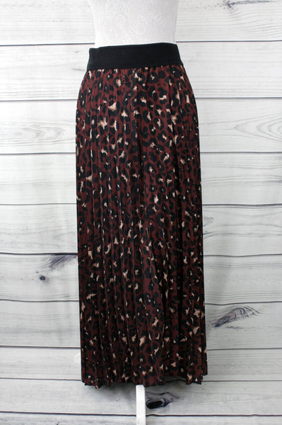 Leopard Print Pleated Maxi Skirt - more colours available