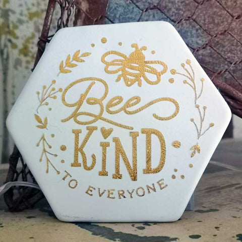 Bee Kind to Everyone Hexagon Ceramic Plaque - 13cm