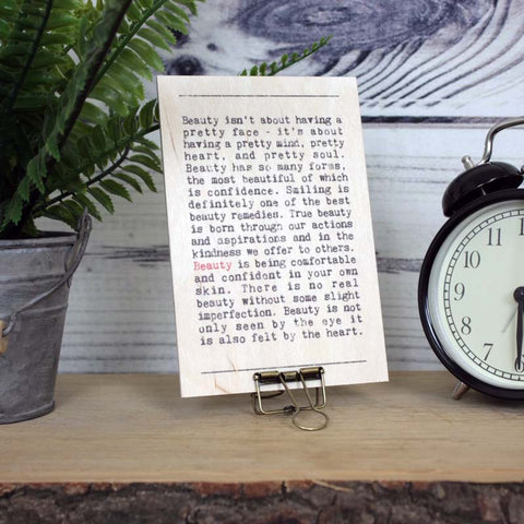 Beauty Wise Words Wooden Plaque with Hanger