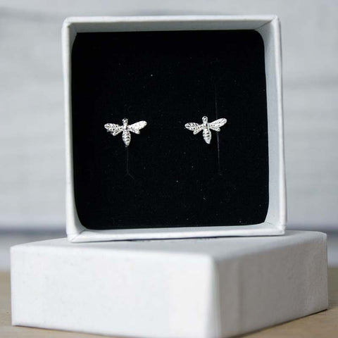 Silver Petite Bee Studs