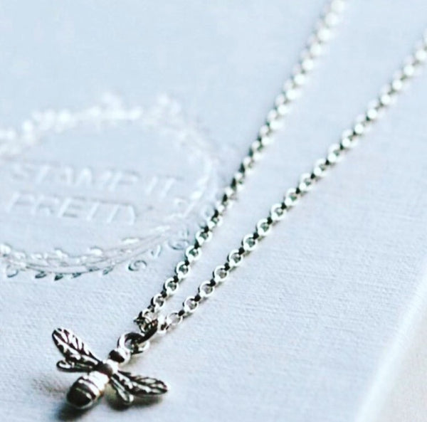 Silver Petite Bee Necklace - Sterling Silver