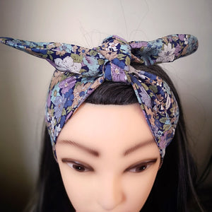 Blue Multi-Floral Rockabilly Hair Wrap