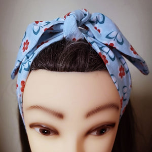 Blue and Orange Orla Kiely-Style Rockabilly Hair Wrap