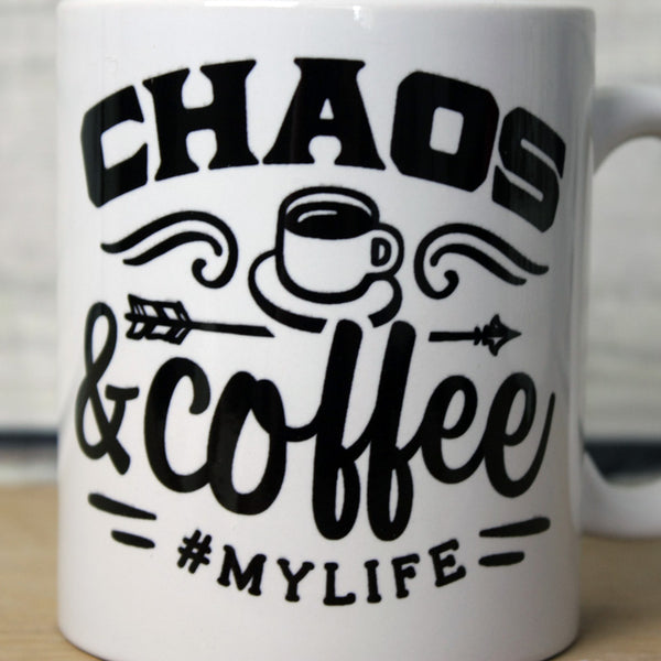 'Chaos and Coffee' Quote Mug