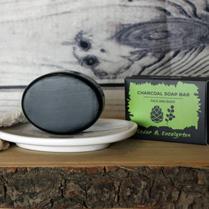 Charcoal Face and Body Soap Bar - Cedar & Eucalyptus - 85g