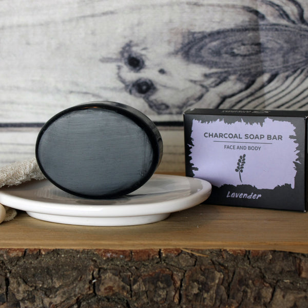 Charcoal Face and Body Soap Bar - Lavender - 85g