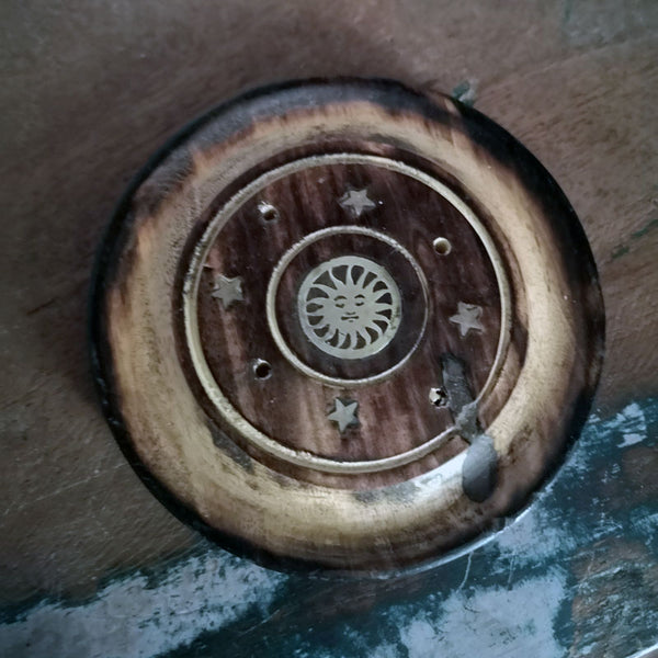 Mango Wood Incense Cone & Stick Disc - 10cm