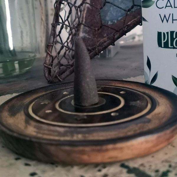 Mango Wood Incense Cone & Stick Disc - 10cm