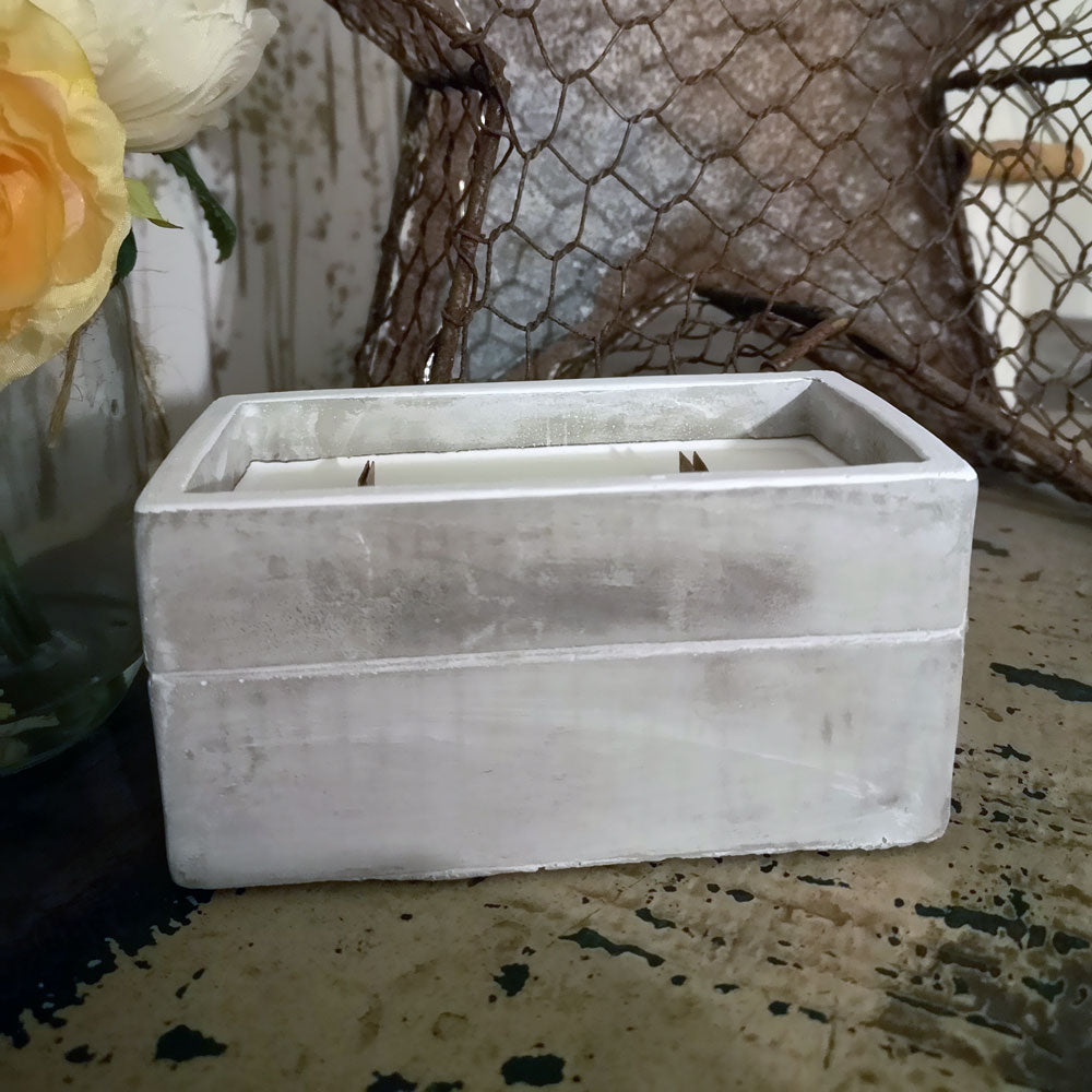 Large Box Wooden Wick Concrete Soy Wax Candle - Clove & Dark Sandalwood