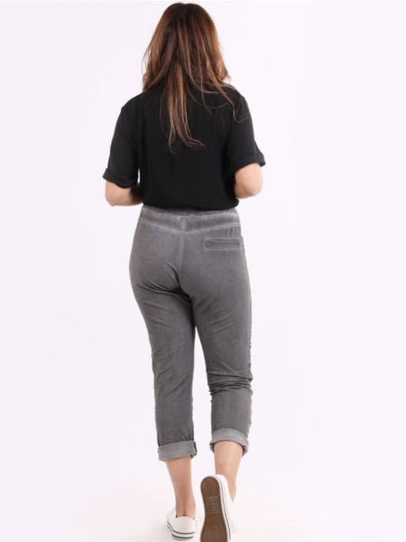 Italian Cold Wash Dye Denim Cotton Joggers - more colours available