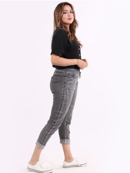 Italian Cold Wash Dye Denim Cotton Joggers - more colours available