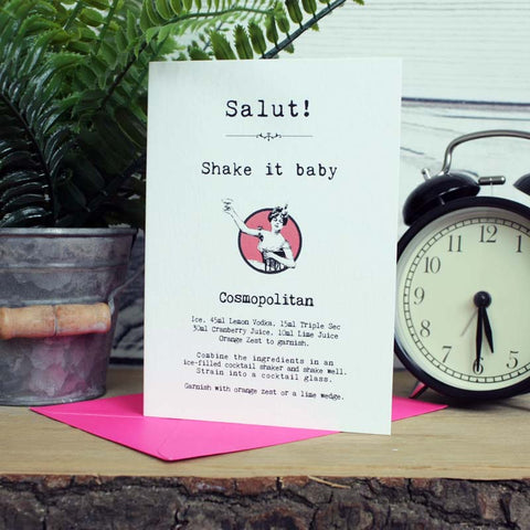 Cosmopolitan Cocktail Recipe Birthday Card