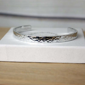Adjustable, Hammered Cuff Bracelet - Aluminium Silver