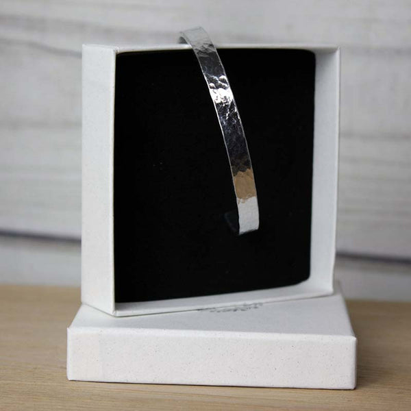 Adjustable, Hammered Cuff Bracelet - Aluminium Silver