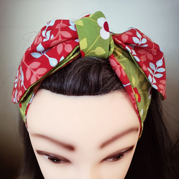 Double-sided Orla Kiely Style Florals Rockabilly Hair Wrap