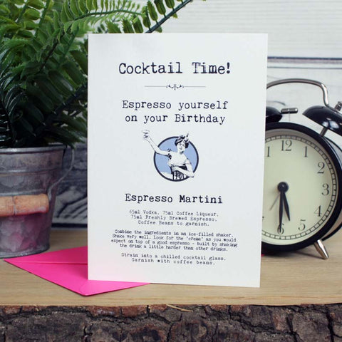 Espresso Martini Cocktail Recipe Birthday Card