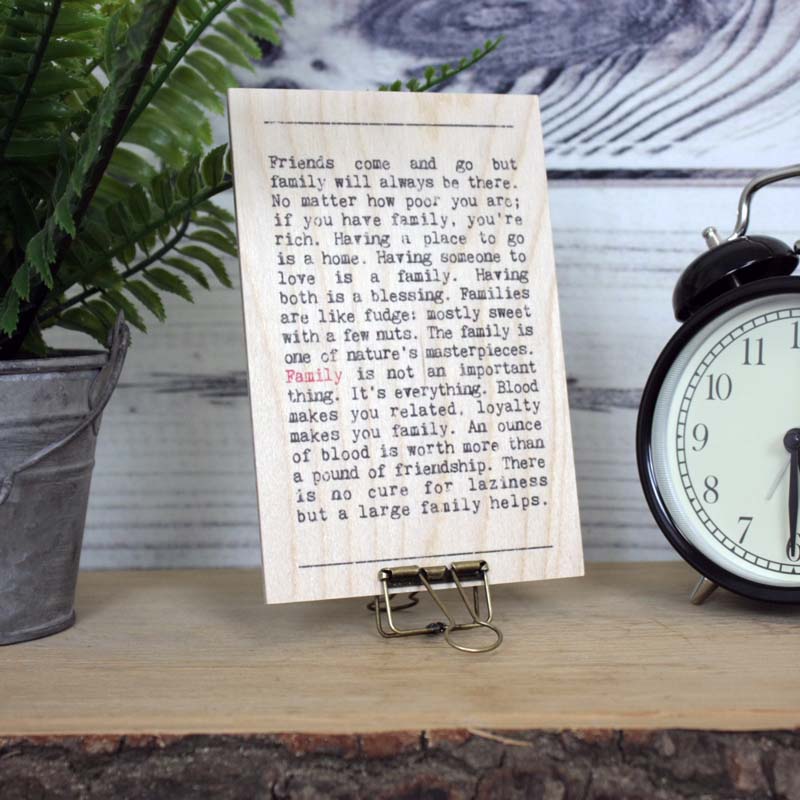 Family Wise Words Wooden Plaque with Hanger