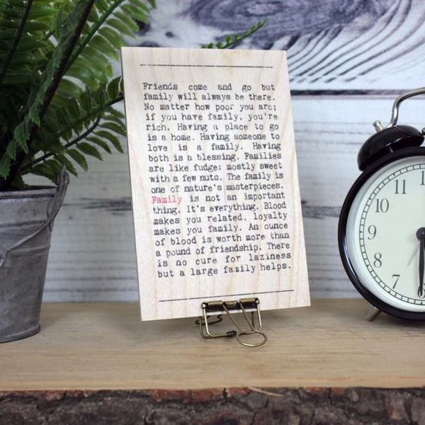Family Wise Words Wooden Plaque with Hanger