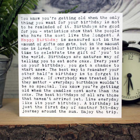Happy Birthday Wise Words Quotes Card