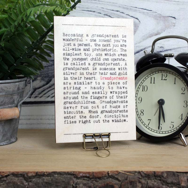 Grandparents Wise Words Wooden Plaque with Hanger