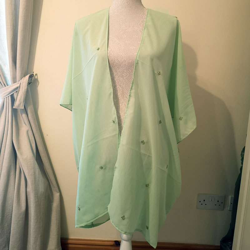 Handmade Upcycled Sari Fabric Kimono - Green