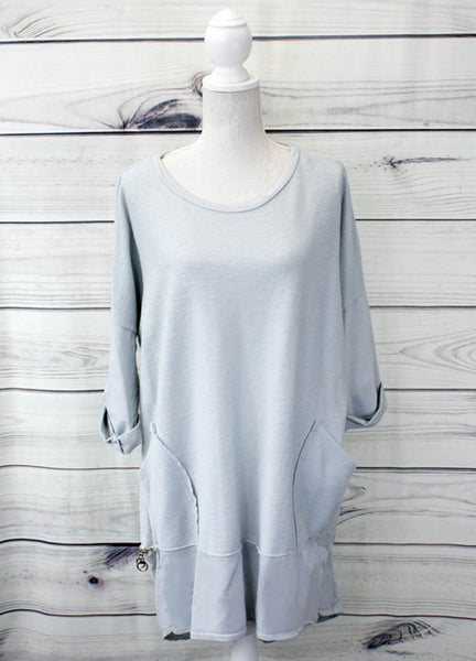Ladies Ribbed Tunic With Zip Hem Detail - more colours available