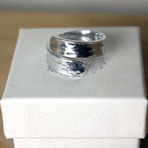 Adjustable, Hammered, Wrap Twist Thumb Ring - Silver Aluminium Statement Ring