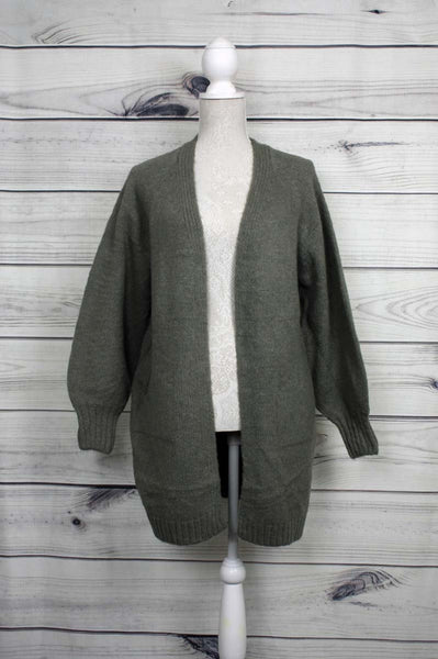 Balloon-Sleeve, Slouchy, Thick-Knit Cardigan - more colours available