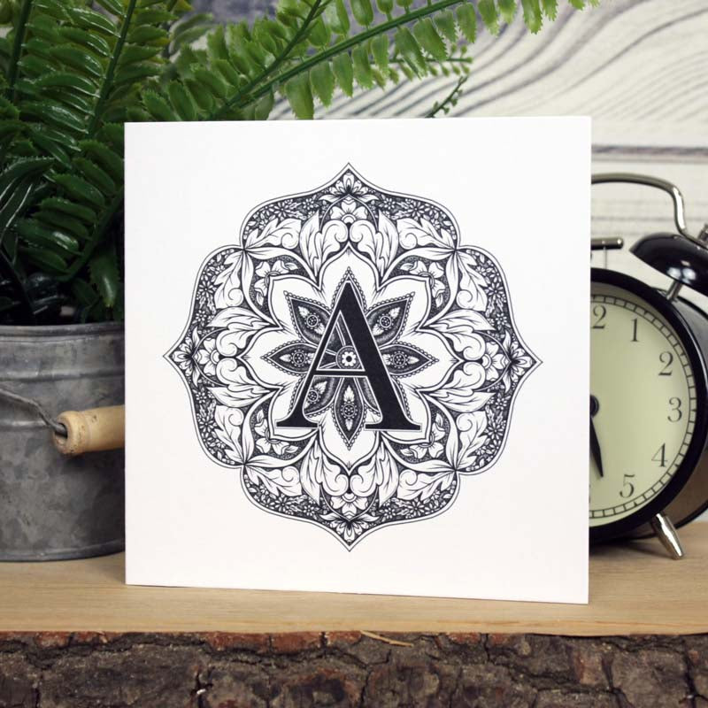 Mandala Monogram Card - A