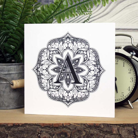 Mandala Monogram Card - A