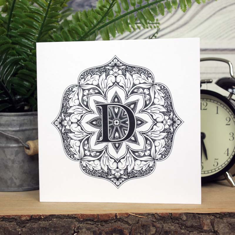 Mandala Monogram Card - D