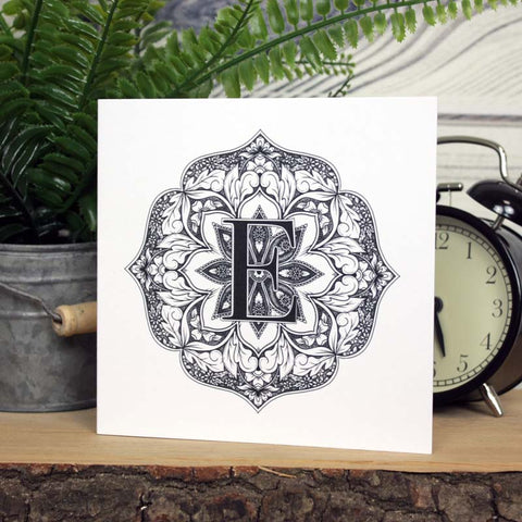 Mandala Monogram Card - E