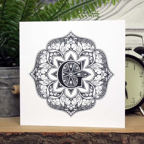 Mandala Monogram Card - G