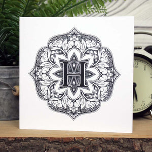 Mandala Monogram Card - H