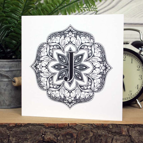 Mandala Monogram Card - J
