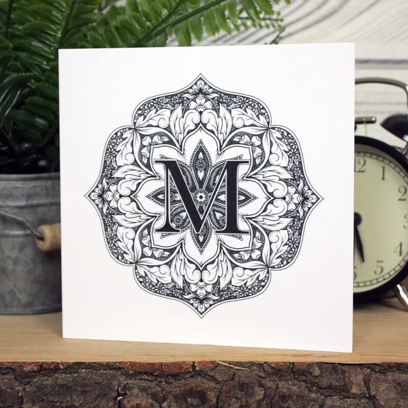 Mandala Monogram Card - M