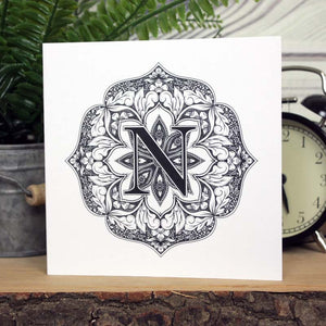 Mandala Monogram Card - N