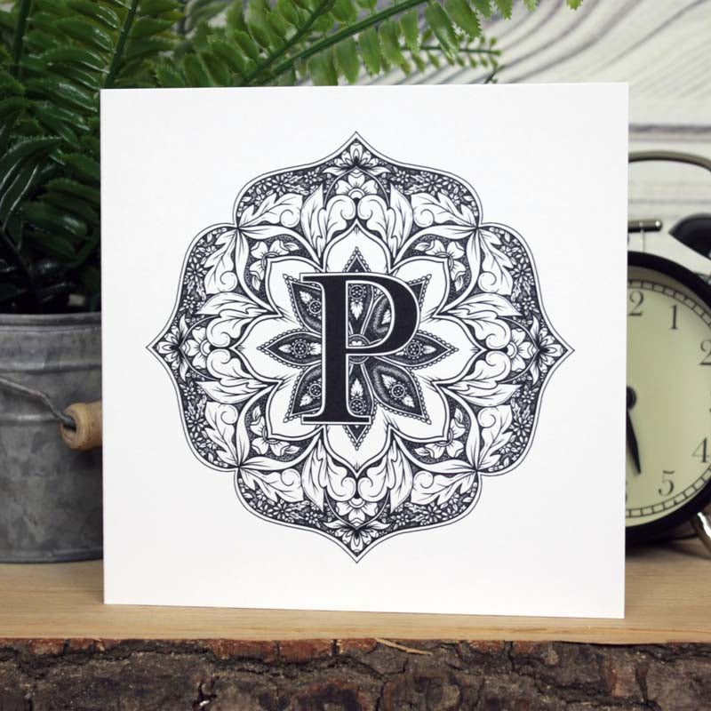 Mandala Monogram Card - P