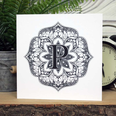 Mandala Monogram Card - P