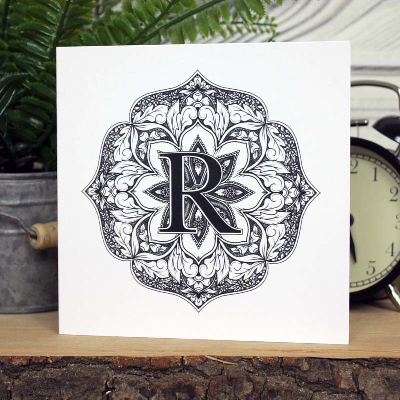 Mandala Monogram Card - R