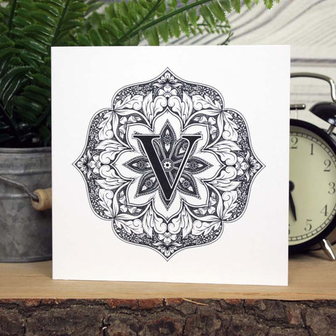 Mandala Monogram Card - V