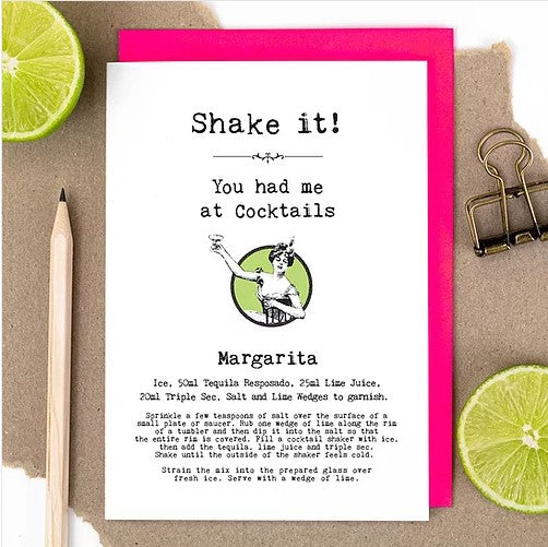 Margarita Cocktail Recipe Birthday Card