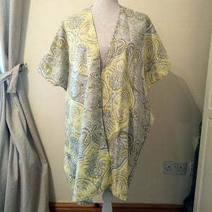 Handmade Upcycled Mid-Sleeved Kimono - Pastel Paisley