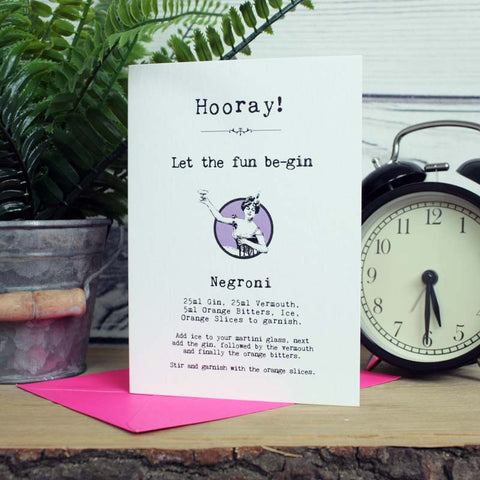 Negroni Cocktail Recipe Birthday Card