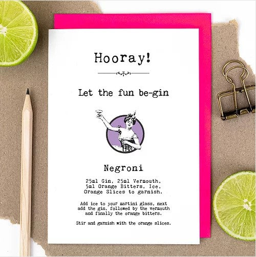 Negroni Cocktail Recipe Birthday Card